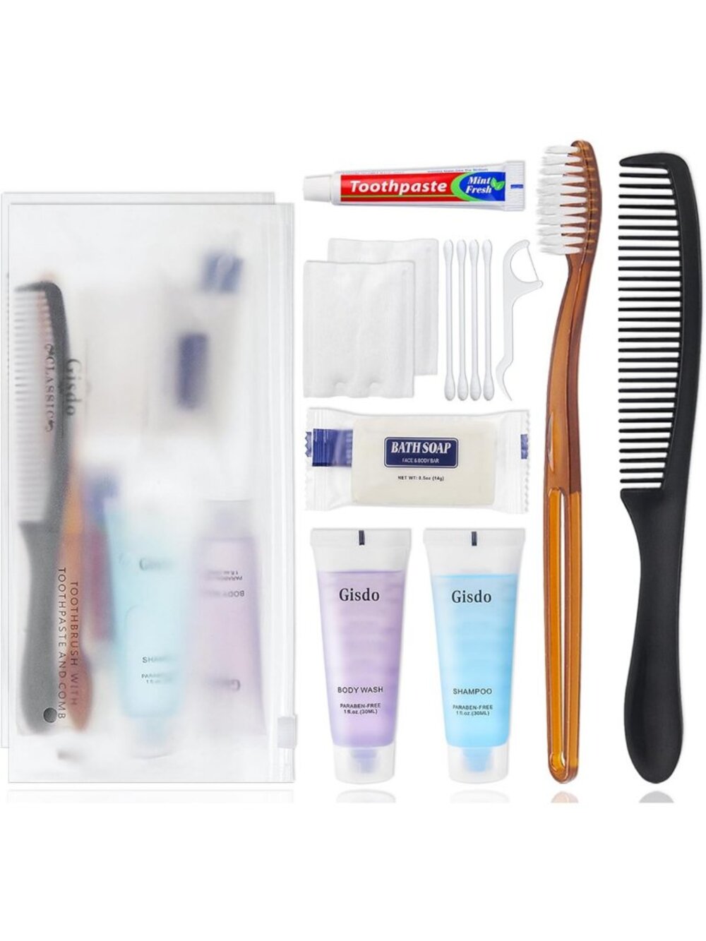 50-Pack Travel Toiletry Kits - Personal Hygiene Essentials for Men & Women, Bulk
